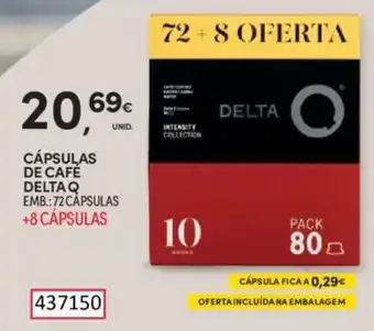 Continente CÁPSULAS DE CAFÉ DELTA Q EMB.: 72 CÁPSULAS +8 CÁPSULAS promoção