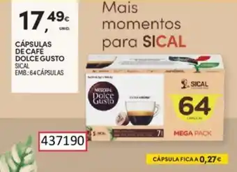 Continente CÁPSULAS DE CAFÉ DOLCE GUSTO SICAL EMB:64 CÁPSULAS promoção