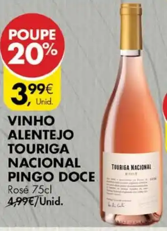 Pingo Doce Vinho Alentejo Touriga Nacional Pingo Doce 75cl promoção