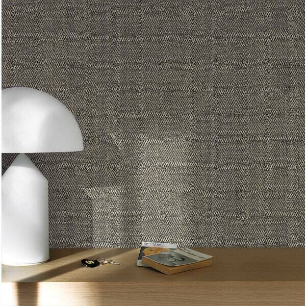 Promoção Papel pintado tnt textura textil espiga negro y oro em Brico Depôt