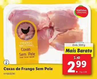 Lidl Coxas de Frango Sem Pele Emb. 500 g promoção
