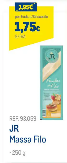 Makro JR Massa Filo 250g promoção