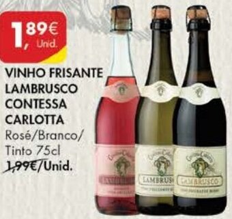 Pingo Doce Vinho Frisante Lambrusco Contessa Carlotta 75cl promoção
