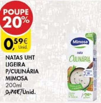 Pingo Doce Natas UHT Ligeira P/Culinária Mimosa 200ml promoção