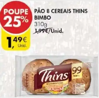 Pingo Doce Pão 8 Cereais Thins Bimbo 310g promoção