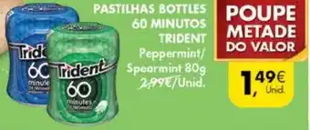 Pingo Doce Pastilhas Bottles 60 Minutos Trident 80g promoção