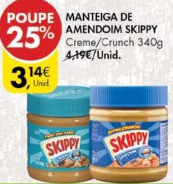 Pingo Doce Manteiga de Amendoim Skippy 340g promoção