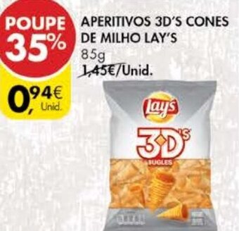 Pingo Doce Aperitivos 3D's Cones de Milho Lay's 85g promoção