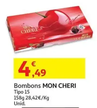 Auchan Bombons MON CHERI Tipo 15 158g promoção