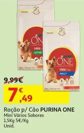Auchan Ração p/ Cão PURINA ONE Mini Vários Sabores 1,5kg promoção