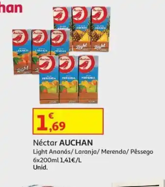 Auchan Néctar AUCHAN Light Ananás/Laranja/ Merenda/ Pêssego 6x200ml promoção