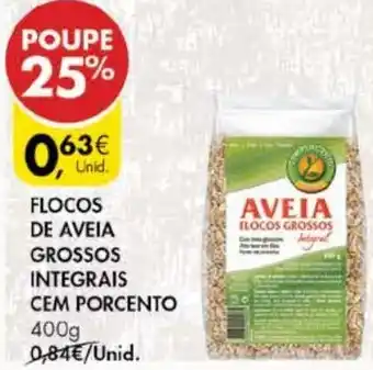Pingo Doce Flocos de Aveia Grossos Integrais cem Porcento 400g promoção