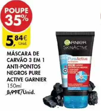 Pingo Doce Máscara de Carvão 3 em 1 Anti-Pontos Negros Pure Active Garnier 150ml promoção