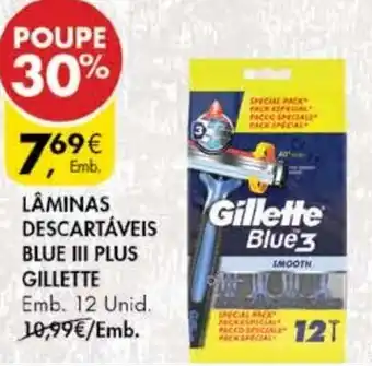 Pingo Doce Lâminas Descartáveis Blue III Plus Gillette 12 Unid promoção