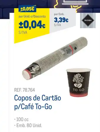 Copos de Cartão p/Café To-Go 100cc