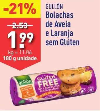 ALDI GULLÓN Bolachas de Aveia e Laranja sem Glúten promoção