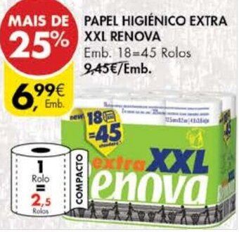 Papel Higiénico Extra XXL Renova 18=45 Rolos