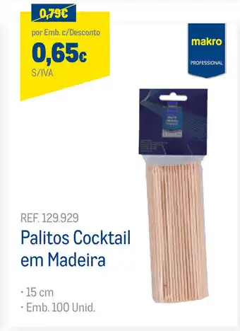 Palitos Cocktail em Madeira 15cm