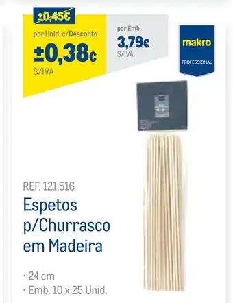 Espetos p/Churrasco em Madeira 24cm