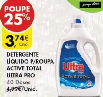 Pingo Doce Detergente Líquido P/Roupa Active Total Ultra Pro 40 Doses promoção