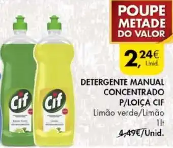 Pingo Doce Detergente Manual Concentrado P/Loiça CIF 1lt promoção