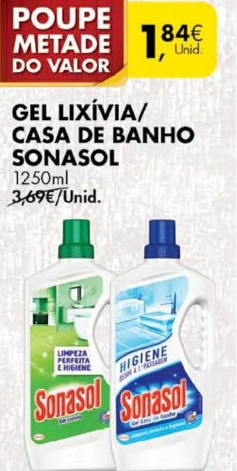 Pingo Doce Gel Lixívia/Casa de Banho Sonasol 1250ml promoção