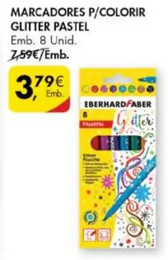 Pingo Doce Marcadores P/Colorir Glitter Pastel Eberhard Faber 8 Unid promoção
