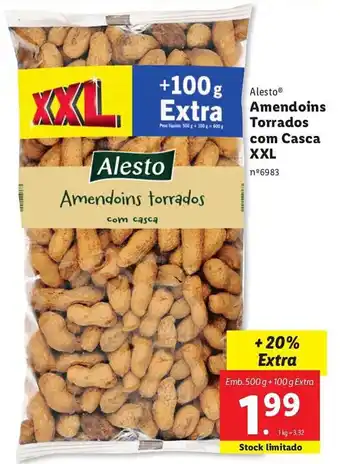 Lidl Alesto Amendoins Torrados com Casca XXL promoção