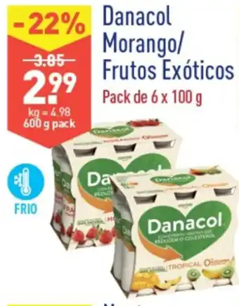ALDI Danacol Morango/Frutos Exóticos 6 x 100g promoção