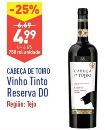 ALDI Cabeça de Toiro Vinho Tinto Reserva DO 750ml promoção