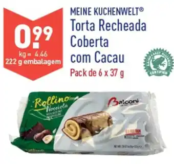 ALDI Meine Kuchenwelt Torta Recheada Coberta com Cacau 6 x 37g 222g promoção