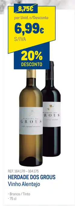 Makro Herdade dos Grous Vinho Alentejo 75cl promoção