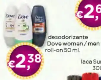 Bolama desodorizante Dove women/men roll-on 50 ml. promoção