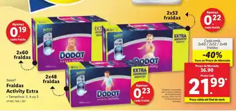 Lidl Extra Fraldas 2x60/ 2x52/ 2x48 promoção