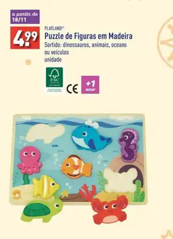 ALDI PLAYLAND Puzzle de Figuras em Madeira promoção