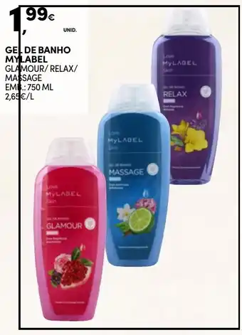 Continente GEL DE BANHO MYLABEL GLAMOUR/RELAX/ MASSAGE EMB.: 750 ML promoção