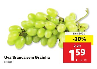 Lidl Uva Branca sem Grainha promoção