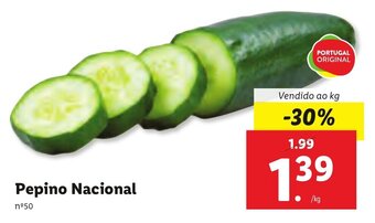 Lidl Pepino Nacional promoção