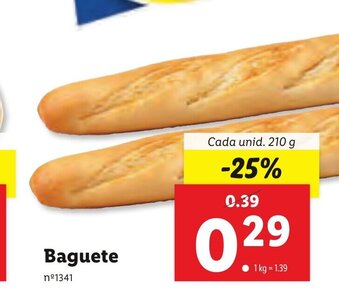 Lidl Baguete 210g promoção