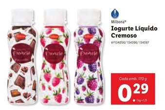 Lidl Iogurte Líquido Cremoso 170g promoção