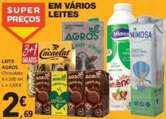E.Leclerc LEITE GRATIS AGROS 8x200ml promoção