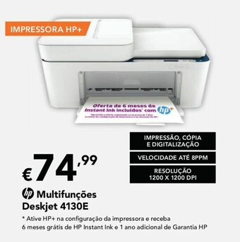 Radio Popular HP Multifunções Deskjet 4130E promoção