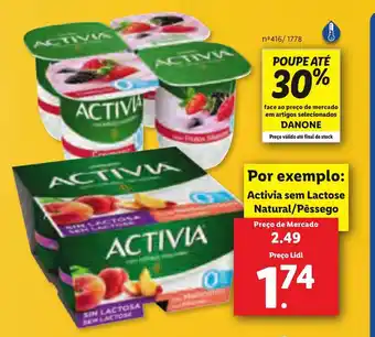 Lidl Danone Activa sem Lactose Natural/Pêssego promoção