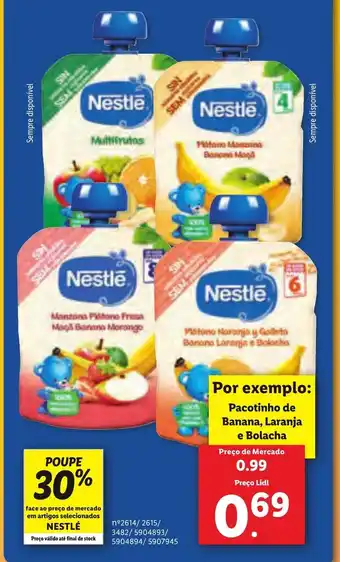Lidl Nestlé Pacontinho de Banana, Laranja e Bolacha promoção