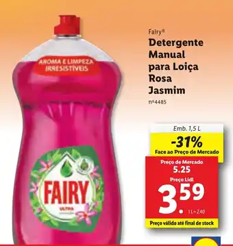 Lidl Fairy Detergente Manual Loiça Posa Jasmin 1,5L promoção