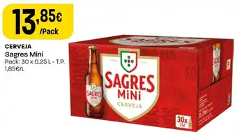 Intermarché CERVEJA Sagres Mini Pack: 30 x 0,25 L promoção