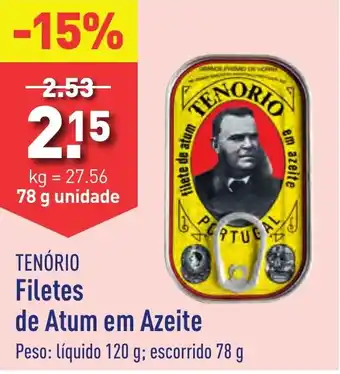 ALDI TENÓRIO Filetes de Atum em Azeite Peso: líquido 120 g; escorrido 78g promoção