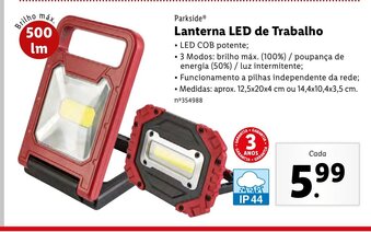 Lidl Parkside Lanterna LED de Trabalho promoção