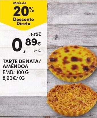 Continente Tarte de Nata/Amêndoa 100g promoção