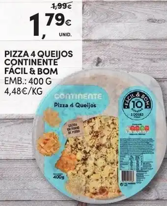 Continente Pizza 4 Queijos Continente Facil&Bom 400g promoção